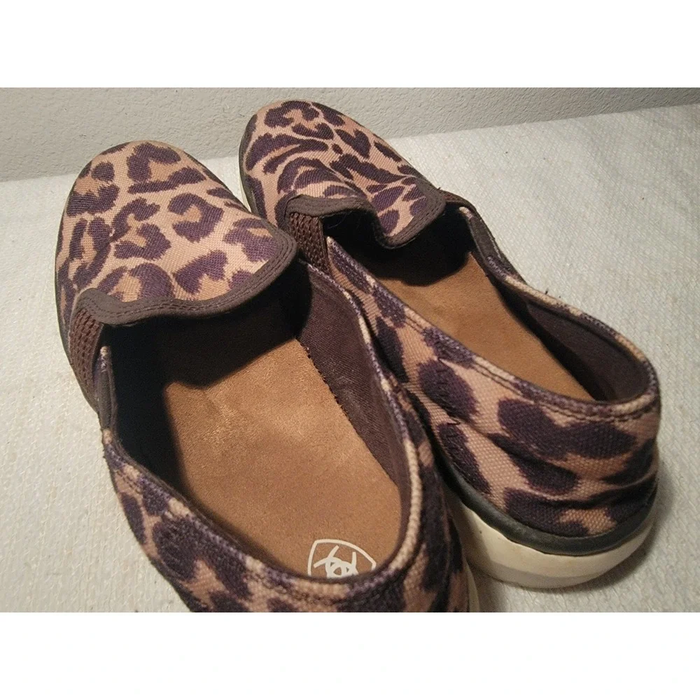 Ariat Canvas Flats Ryder Leopard‎ Print Women's 9B Slip On Shoes EU 40M